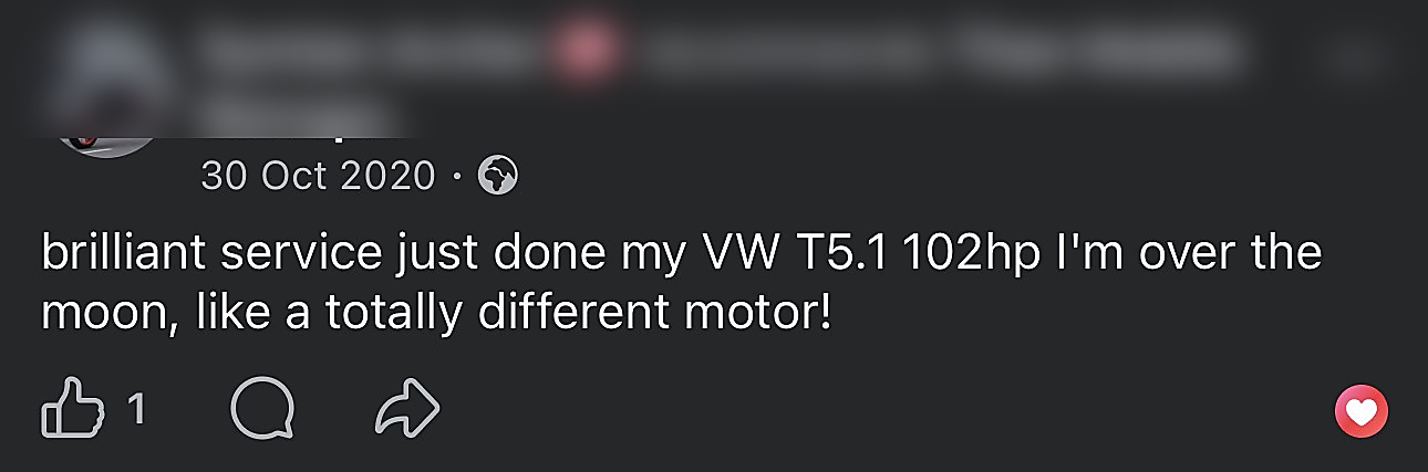 Facebook review screenshot (names blurred)